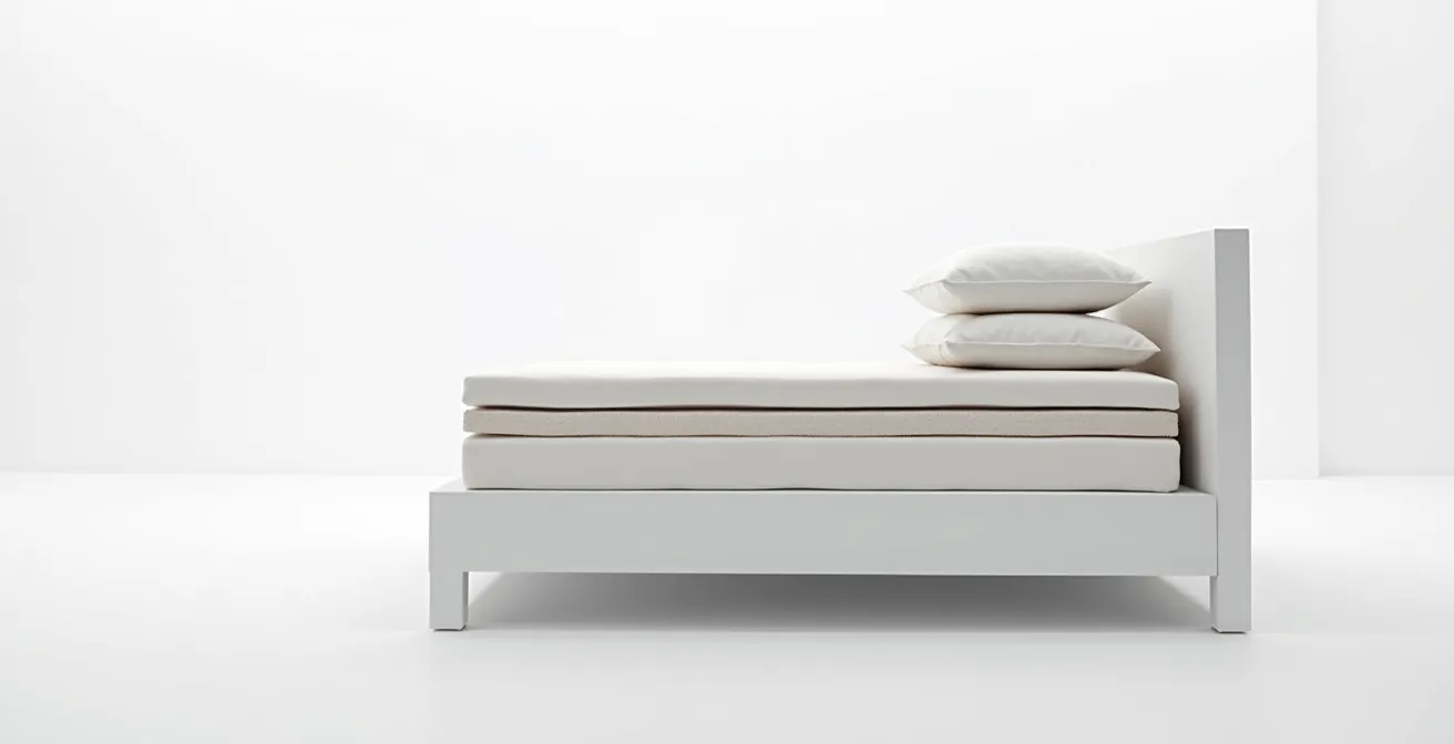 Vue d'ensemble minimaliste d'un système de literie complet en coupe transversale